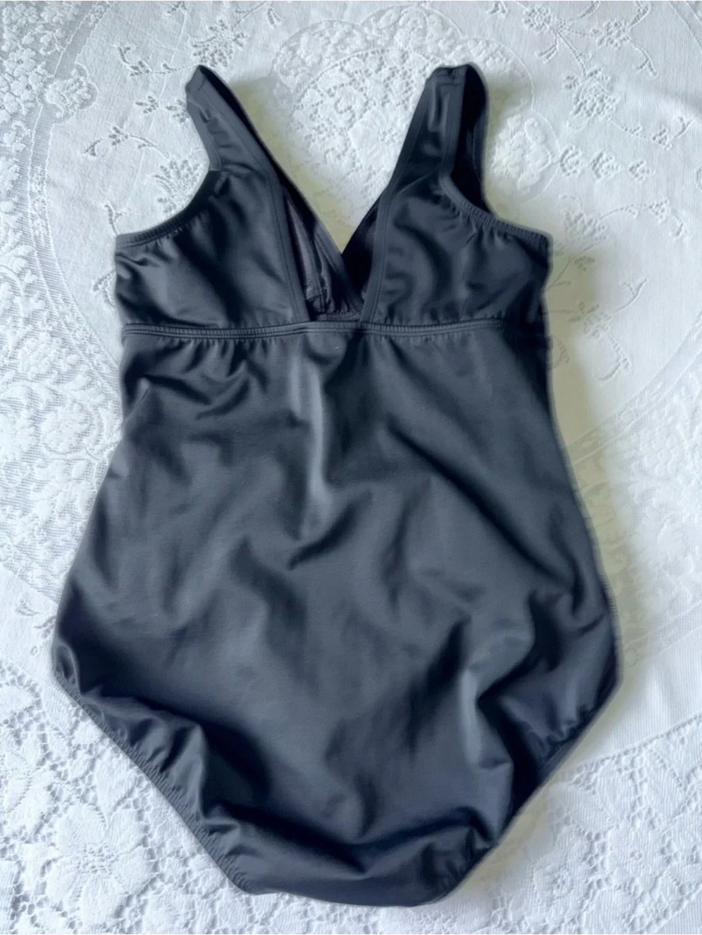 Embrace your curves by Miracle Brands Black Ruched One-Piece Swimsuit large